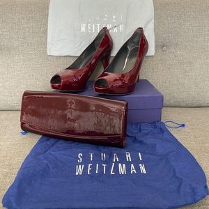 STUART WEITZMAN - Patent Leather - Size 10 - 4" heels and matching Clutch purse